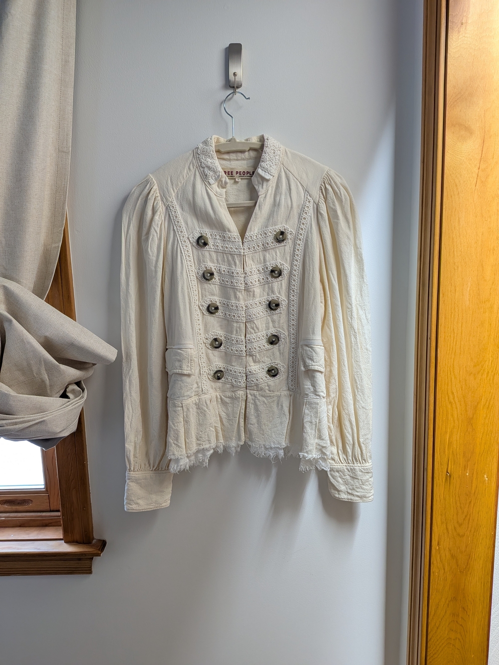 Free People Ariana Military Jacket White Ivory Cream XS